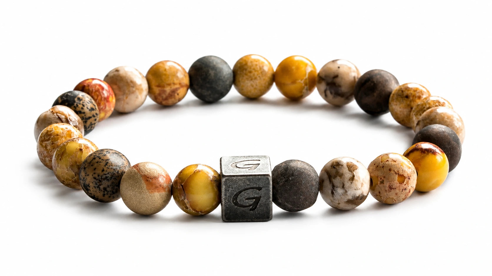 Sunset Mixed Stones armband met gemixte natuursteen kralen