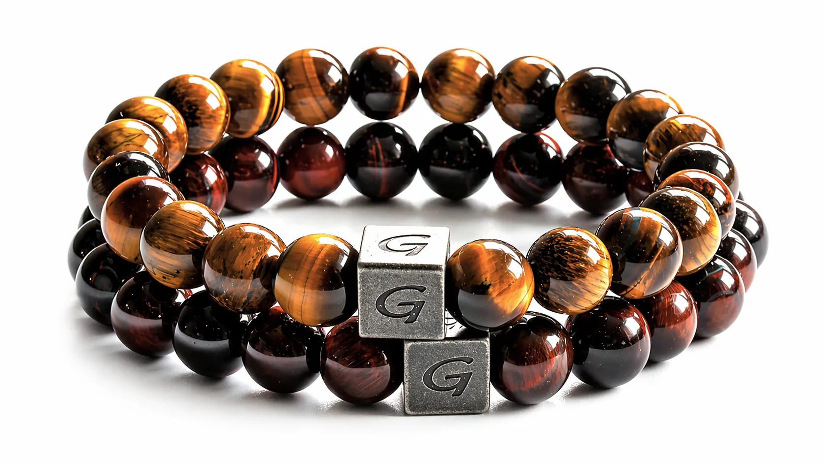 Tiger Eye Combo Set natuursteen armband set met twee armbanden