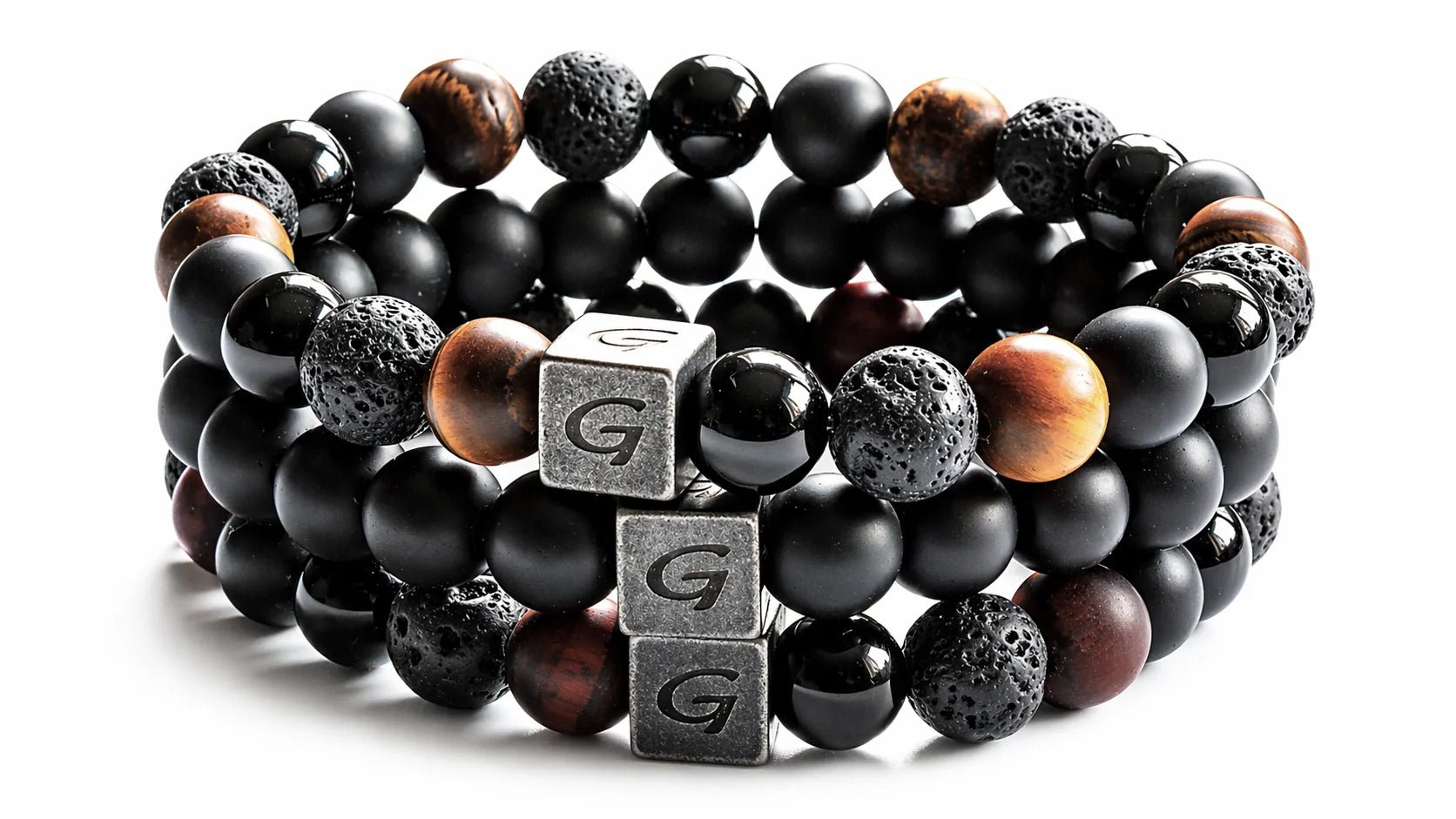 Vikings Triple  Set natuursteen armband set met drie armbanden