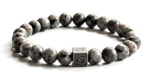 Kralen armband natuursteen | Frosted dark grey
