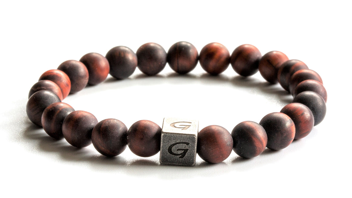 Kralen armband natuursteen | Frosted red tiger eye