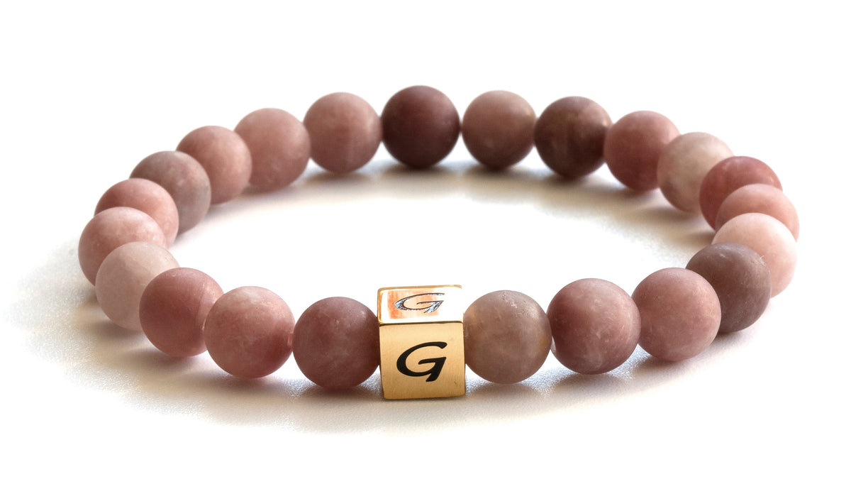 Kralen armband natuursteen | Frosted strawberry