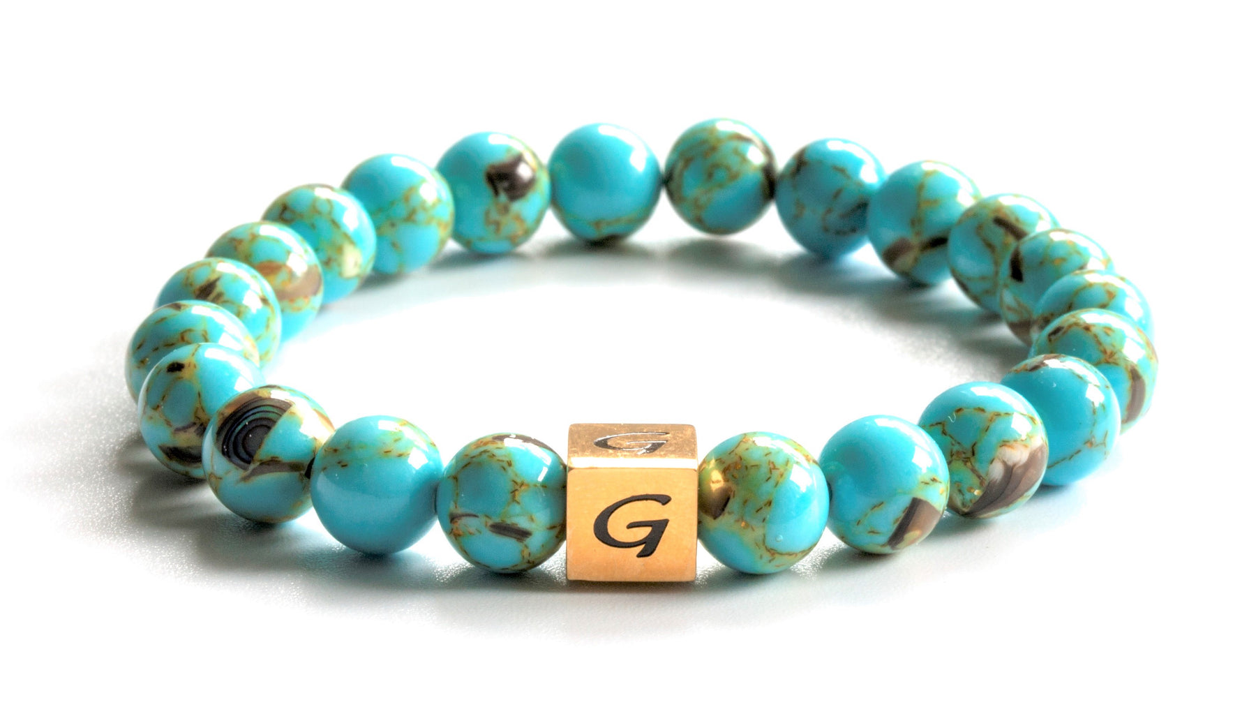 Kralen armband natuursteen | Light blue shell