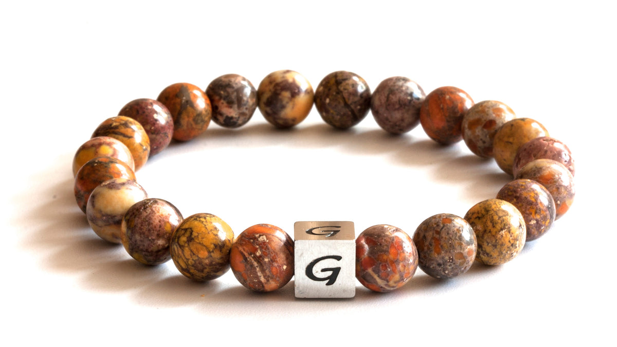 Kralen armband natuursteen | Orange sediment