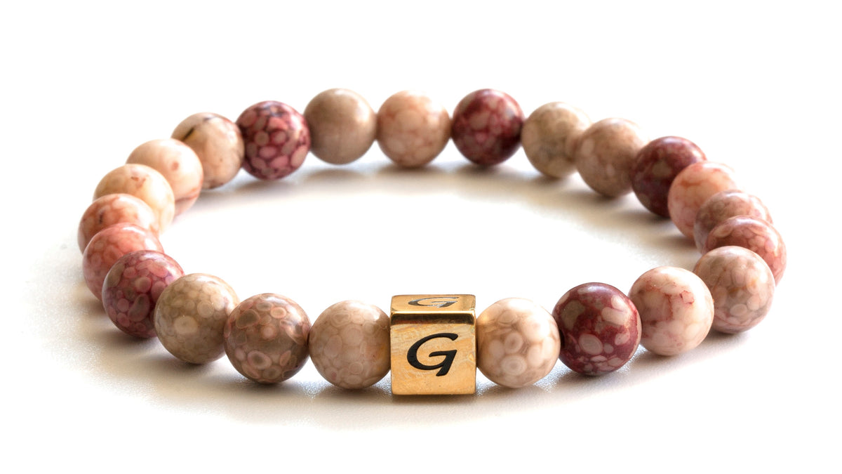 Kralen armband natuursteen | Rose chrysanthemum