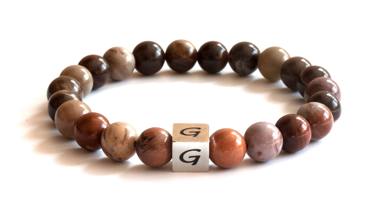Kralen armband natuursteen | Wood fossils