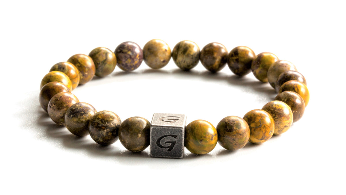 Kralen armband natuursteen | Yellow green sediment
